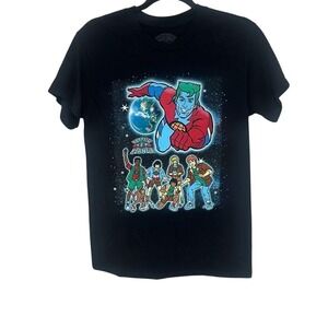 Cartoon Network Mens Black Captain Planet Characters and Elements T-Shirt Small